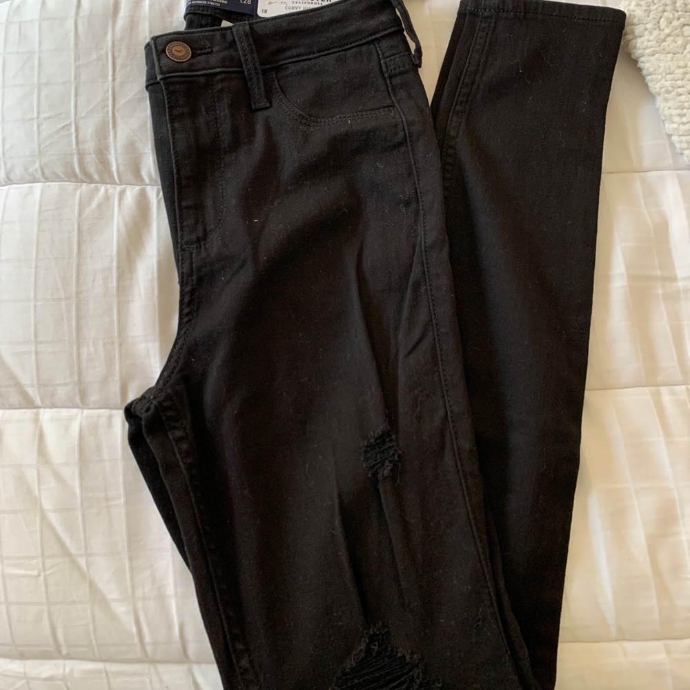 Hollister Black Ripped High Waisted Jeans